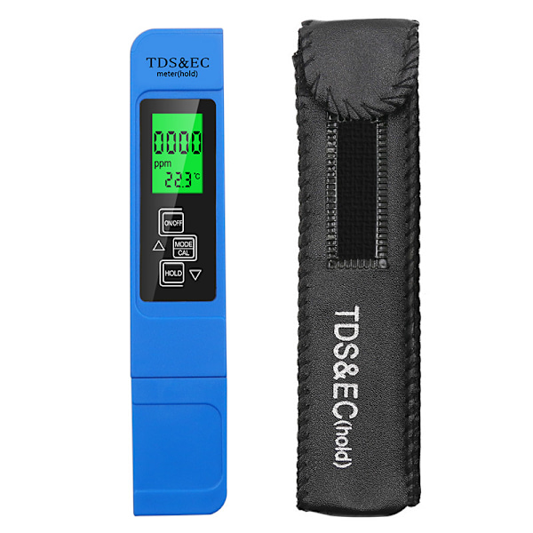 Digital testare 3 i 1 TDS-mätare EC och temperatur med display blue