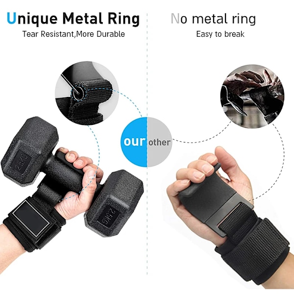 Løftestropper Power Markløft Vekt Treningshansker Tung Løfting Håndleddsstøtte Vektkroker Løftestropper Pad Grips Løftehjelp 1PCS Black