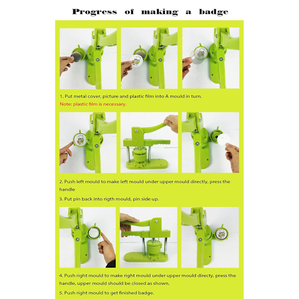 Knappmaskin Badge Punch Press Formtillverkning Pinback Tillbehör 37mm