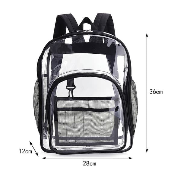 Transparent Rygsæk Stor Transparent Holdbar PVC Transparent (Sort)
