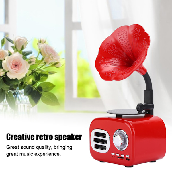 Mini Retro Bluetooth Smart Högtalare Portabel Högtalare Musikspelare för Skrivbord Laptop Röd{GKS}