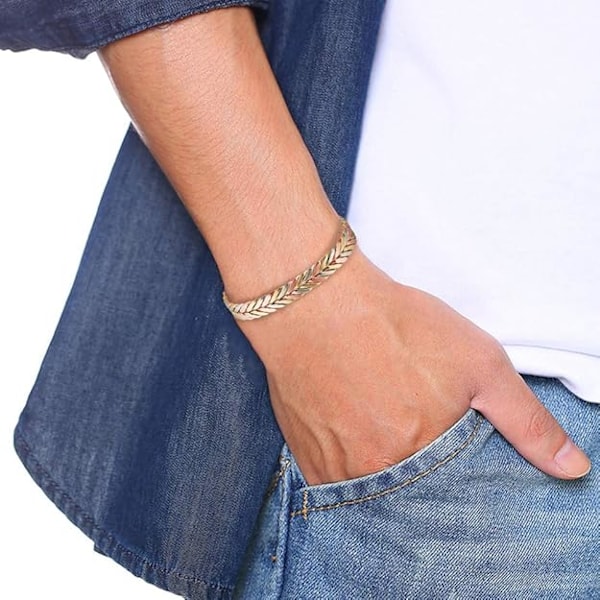 Handgjort magnetiskt koppararmband för kvinnor eller män, 17,5 cm tre