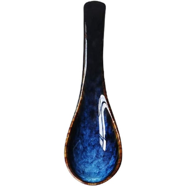 HHL japansk stil blå keramik soppsked Retro Ramen skål soppsked Rissked Kreativ sked