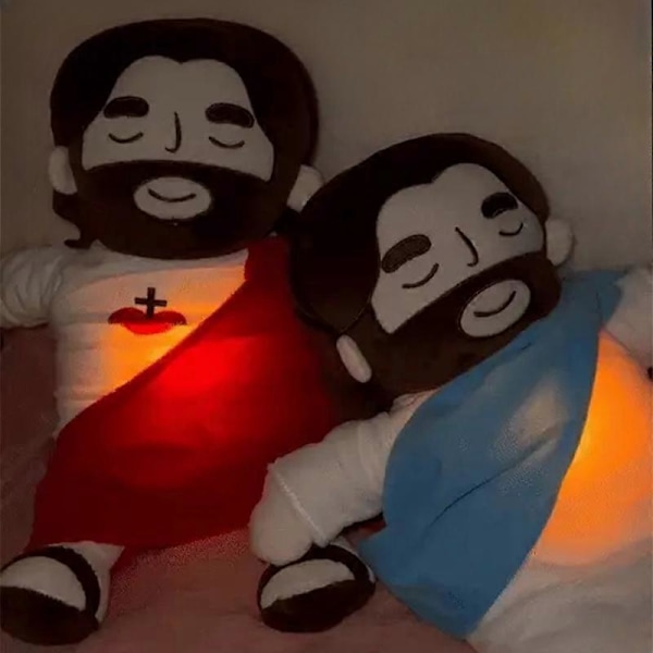 38CM Åndende Jesus Plyslegetøj Baby Soothing Fire-trins Justering Børns Søvnkammerat_GOD
