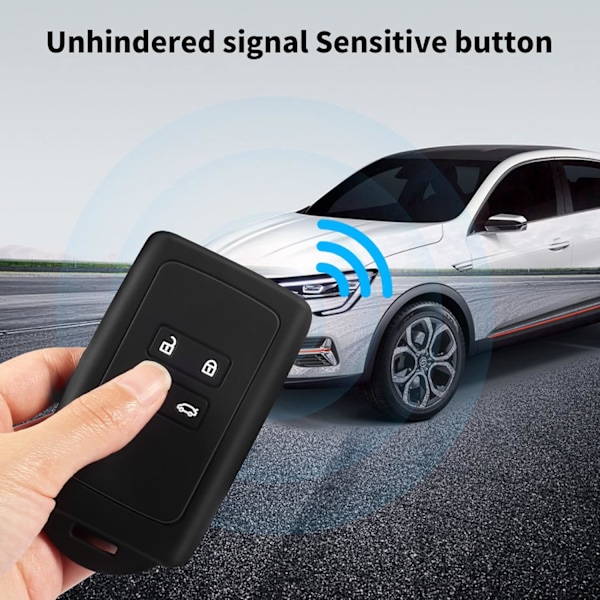 Renault-avaimen lisävarusteet (musta + punainen), yhteensopiva Renault Smart Key 4 -avaimen kanssa, pehmeä silikonikuori avaimenperällä - Clio/Espace 5/Master