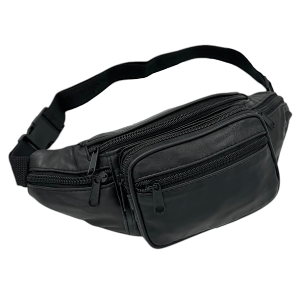 Äkta läder midjeväska Black Black
