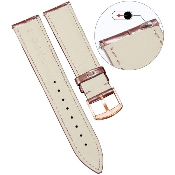AVEKI Watch i äkta läder Flerfärgat vattentätt för män kvinnor, GR-brun (20 mm)