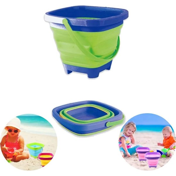 Strandhink, Portabel Vikbar Sandleksakshink, 2 L Vattenhink, Campinghink för Utomhusbruk, Strand (Grön)