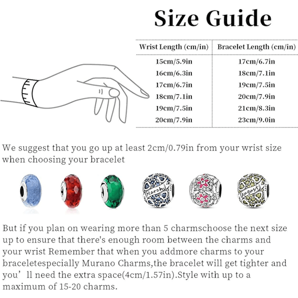 Slange Armbånd til Pandora Charms i Sterling Sølv, Moments Slangekæde, Passer til Alle Charms, Gaver til Kvinder og Piger (18 cm)