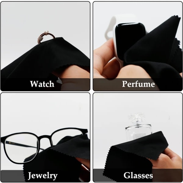 Rengöringsduk för glasögon 6 stycken - svart, 15 x 18 cm, mikrofiber