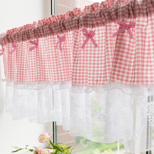 Gardiner, Lantlig Café Gardiner Fönster Horisontella Gardiner Ros Rose 106*45cm