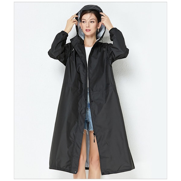 Trendy vindjakke regnjakke, let og åndbar, ensfarvet sort black XL