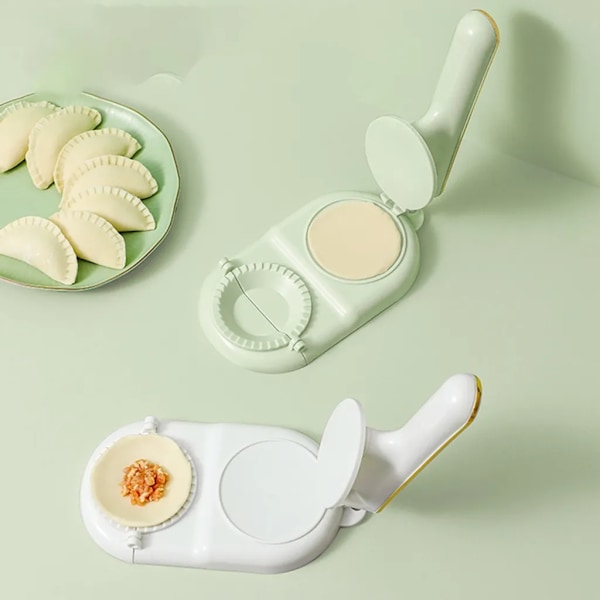 Manuell degpress DIY dumplingmaskin, 2-i-1 dumplingform, för kökshjälp vid tillverkning av dumplings ravioli (grön)