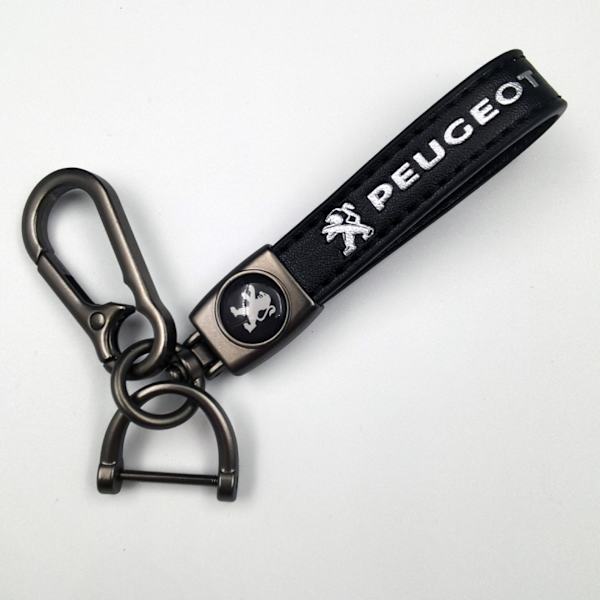 Personoitu metallinen logoketju - Miesten nahkainen avaimenperälogo Logo Gunmetal Hardware