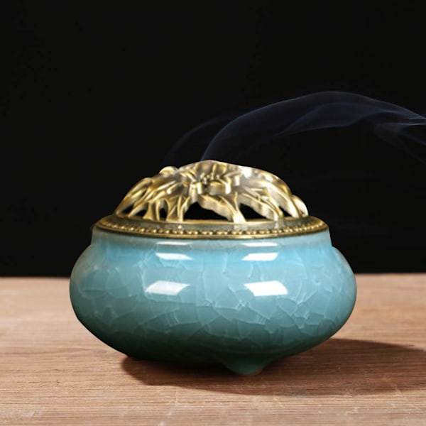 Keraaminen suitsukepoltin, kuparikansi, Buddha, antiikkinen seoskaapeli, santelipuun suitsuke, suitsuke, suitsuke, jäähalkeileva uunin vaihto