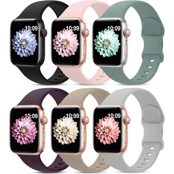 6-pack sportband, kompatibla med Apple Watch-armband 38mm 40mm