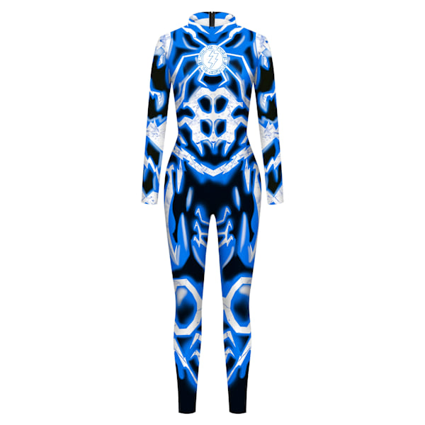 Zawaland Halloween fest tryckt spandex elastisk zentai skelett body jumpsuit cosplay kostym catsuit B142-149 B142-149 L