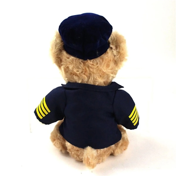 Koselig Tegneserie Pilot Teddybjørn Plysj Kaptein Bjørn Myk Dukke brun[GKS] brown 25cm