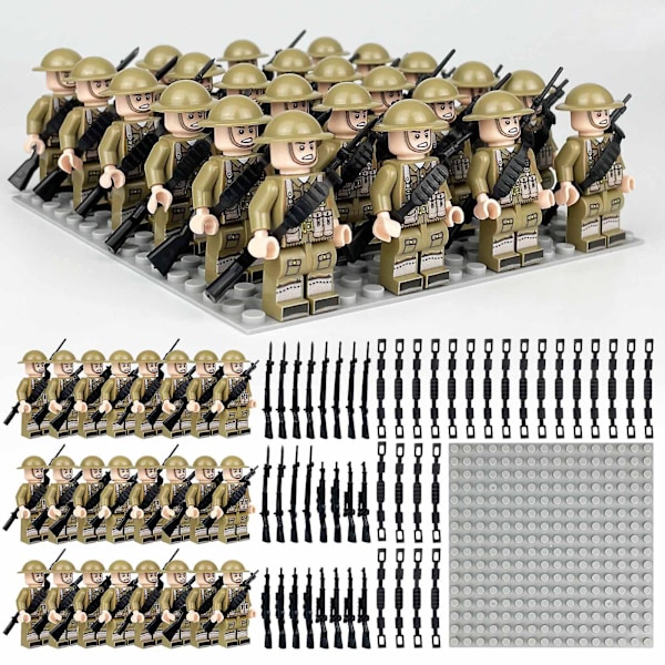 Militärbyggklossar figurer set 24 st med basplatta leksaker-AD10-