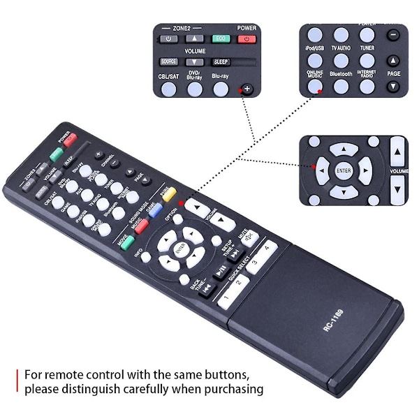 Fjernkontroll RC-1189 Erstatning for AV-receiver AVR-S700W AVR-S710W AVR-S720W AVR-X1100W AVR-X1200W AVR-S700 {FW} Black