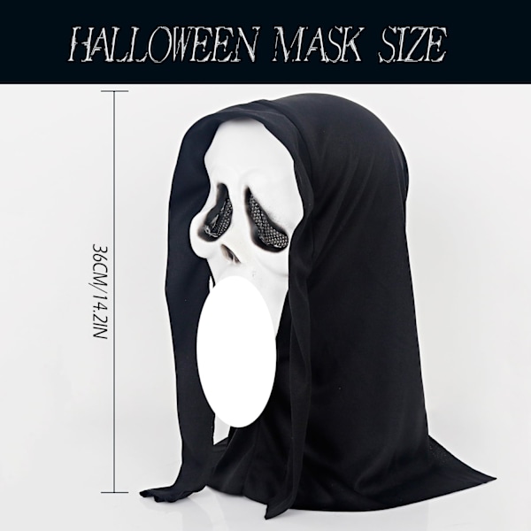 keland Skremmende Ghostface-maske Scream-maske Skummel Halloween Cosplay-rekvisitt