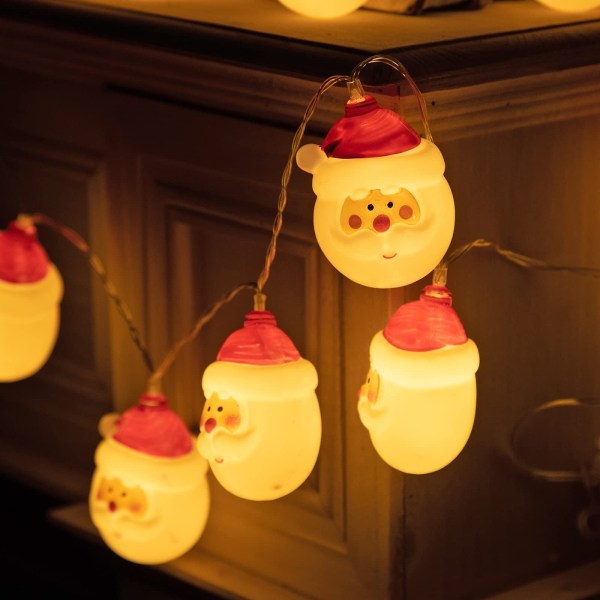Aoliy Christmas Santa Head Light, 20 LED-ljus 9,84 Feet Ba