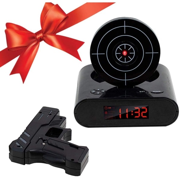 Målskive Vækkeur, Kreativ Pistol Skydning Alarm Personlig 12 Timers Digitalt Display til Tunge Sovere, Nyheds Gave til Drenge Piger (Sort...