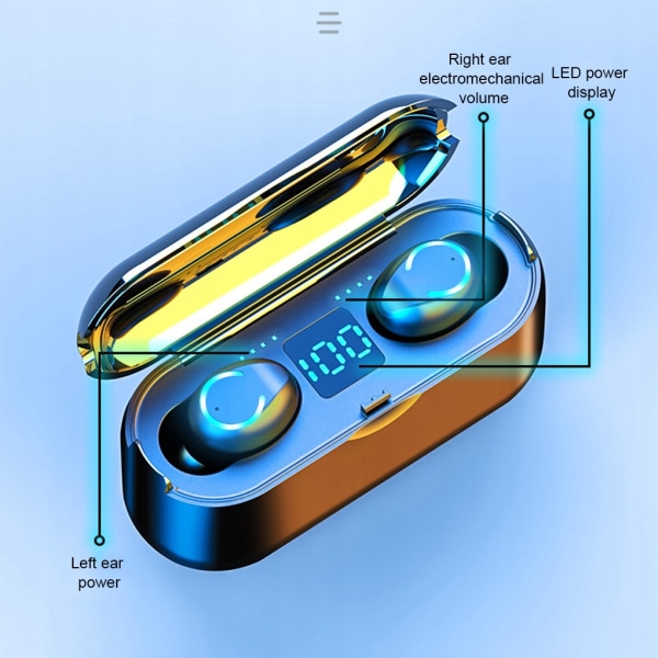Trådlösa Bluetooth hörlurar 5.0 Breath Light Digital Display Touch