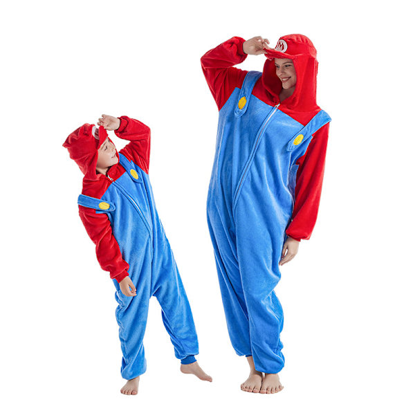 Tegneserie dyr onesie nattkjole Super Mary Pyjamas rød red L