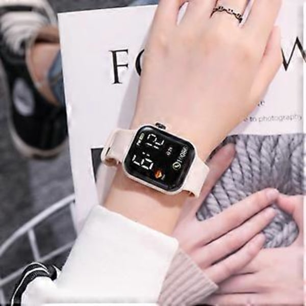 Digital Smart Sports Watch Dameklokker Digital Led Elektronisk Armbåndsur Fitness Armbåndsur Menn Barn Klokker Hodinky (Rosa)