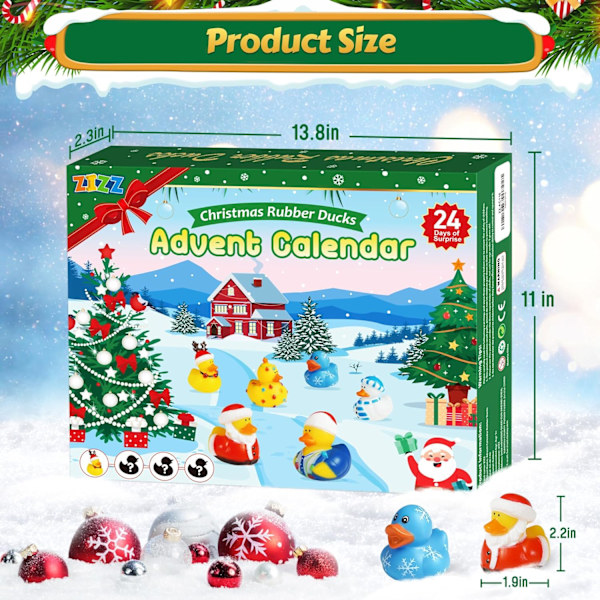 Adventskalender 2024 Jul Gummi Ankor - 24 Dagar Jul Nedräkning Kalender Gåvor för Barn Flicka Pojke Semester Kul Anka Badleksak