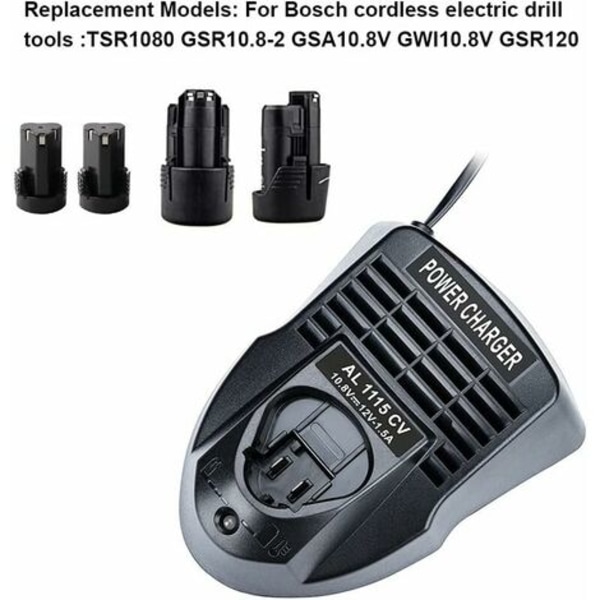 AL1115CV 10.8V 12V 1.5A Litiumjon Batteriladdare Strömförsörjning för Bosch Li-ion Borrmaskin/Skruvdragare BC430 BC330, 2 607 336 996 BAT411 BAT412A Ternel