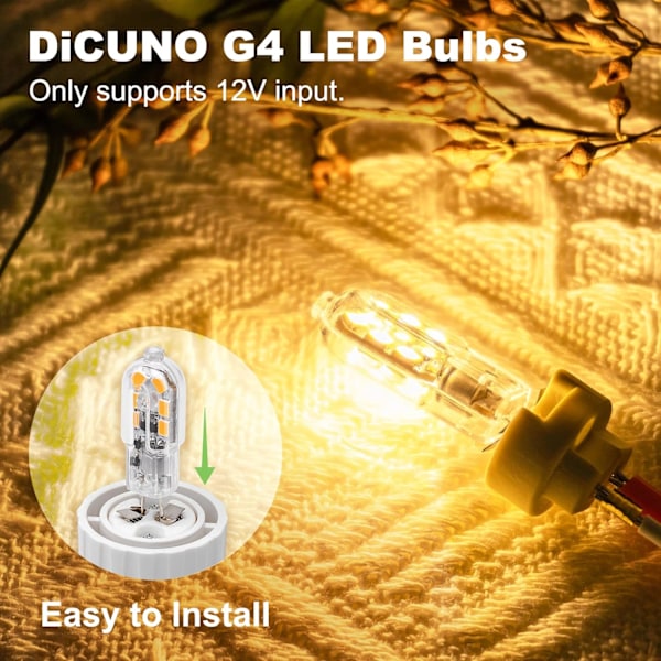 10-pack G4 1,5W LED-lampa, 160lm, AC/DC 12V-lampor, Ersättning, Varmvit 3000K, Ej dimbar, Flimmerfri, LED-stiftbaslampa, Liten lampa【GKS】