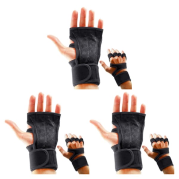 1/2/3/5 2 par Läder Lätta och andningsbara gymhandskar för Svart S Black S 3Set