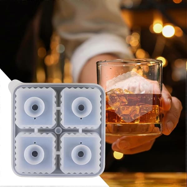 Whiskeyisbitsform med läckagesäkert SnapLock, stor silikonform för långsamt smältande bourbonisbitar