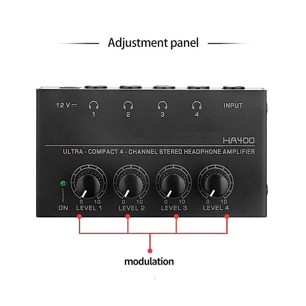 Ha400 Kuulokevahvistin 4-tie Monitorikuulokevahvistin Kuulokemikrofonin Vahvistin Eu-pistokkeella