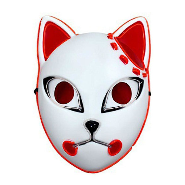 Demon Slayer Sabito Makomo Tanjiro Led Mask Cosplay Party Props Fox Mask For Masquerade Party