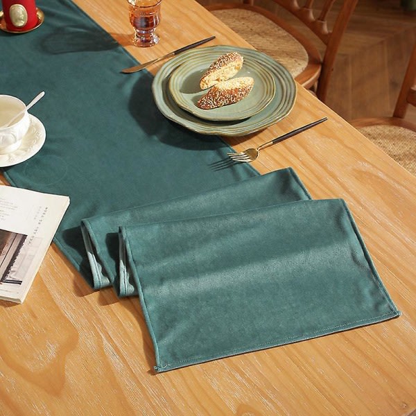 Hotrea! Sammetsbordslöpare enkel enfärgad bordslöpare bröllopsfest matbordsdekorationer lång duk Light gray 33*160cm