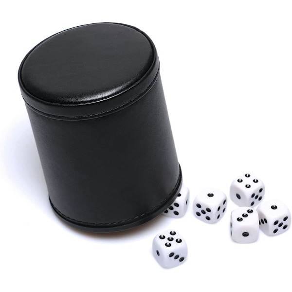 Tärningskopp i konstläder med sammetsinsida, tyst vid skakning för Liar's Dice Farkle Yatzy brädspel (röd)[GKS]