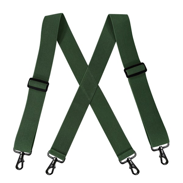 X-formade hängslen för män Justerbara elastiska 5 cm breda hängslen ArmyGreen