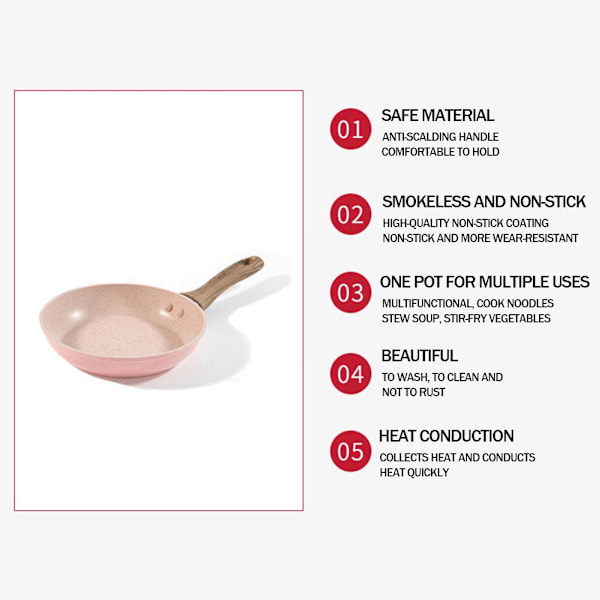 Induktion/Öppen Låga Mini ROSA Non-Stick Stekpanna Ägg/Biff 12/ pinkB 16cm