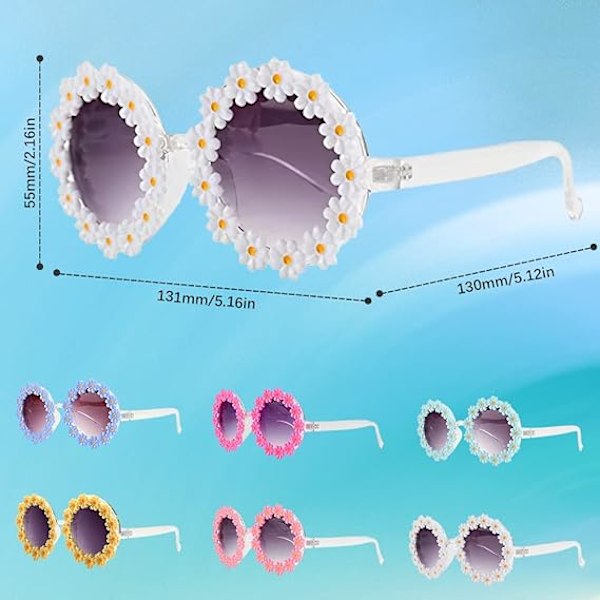 Daisy solbriller til par, festbriller, sjove briller, karnevalsbriller, blomsterfestbriller til voksne, børn, til fødselsdag, påskefest