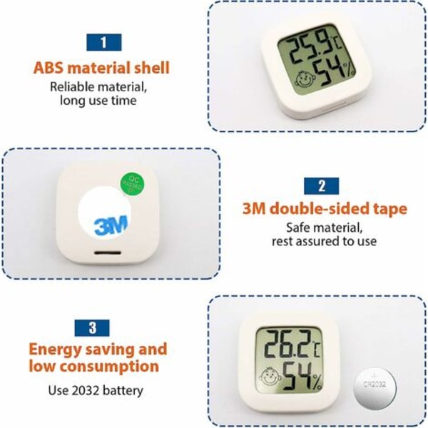 3-delars digital inomhustermometer hygrometer luftfuktighet temperatur LCD-display Bluetooth-sensor trådlös termometer för hem, kontor, digital
