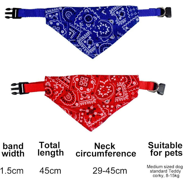 2 kpl koiran kaulahuivia, viilentävä koiran kaulapanta, koiran bandana huivi, säädettävä koiran kaulapanta pienille ja keskisuurille koirille ja kissoille (punainen, sininen)