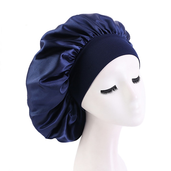Satin Silk Bonnet för Stort Hår - Sovhuva för Natt & Skydd Black