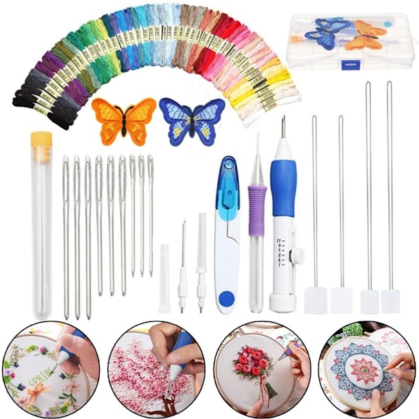 Magic DIY Embroidery Pen Knitting Sewing Machine Kit Steel Needle