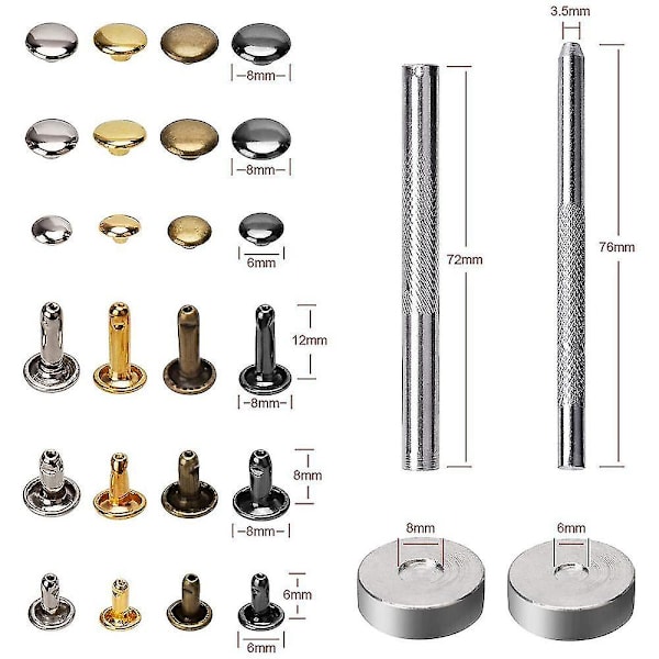 360 Set Dubbellocknitar Lädernit med Stans Tänger för Läderhantverk Reparationer Dekoration, 3