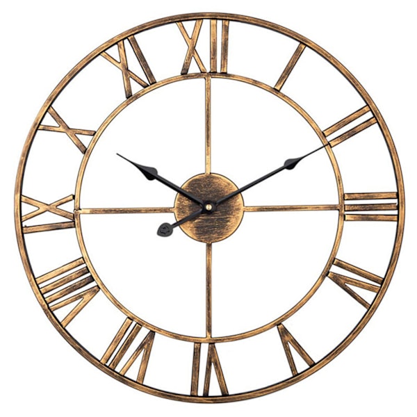 40 cm Analog Væg Ur (Antik Guld) Sort Retro Metal Ur Lydløs