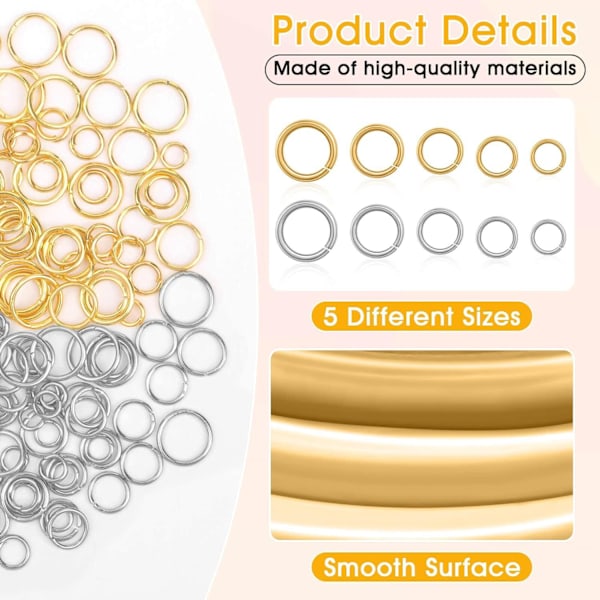 DIY Smykketilbehør 4600 Springringe Lukkede Ringe Åbne Ringe Ringe Smykketilbehør Silver