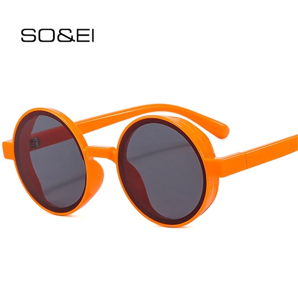 SO&EI Ins Populære Runde Solbriller til Kvinder Retro Punk Trendy Gul Orange Solbriller til Mænd Solbriller UV400 Leopard te Leopard tea As the picture